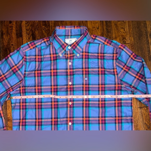 SOUTHERN TIDE Plaid Button Down 100% Cotton LS Shirt in Blue/Pink/Orange Size M - Picture 4 of 7